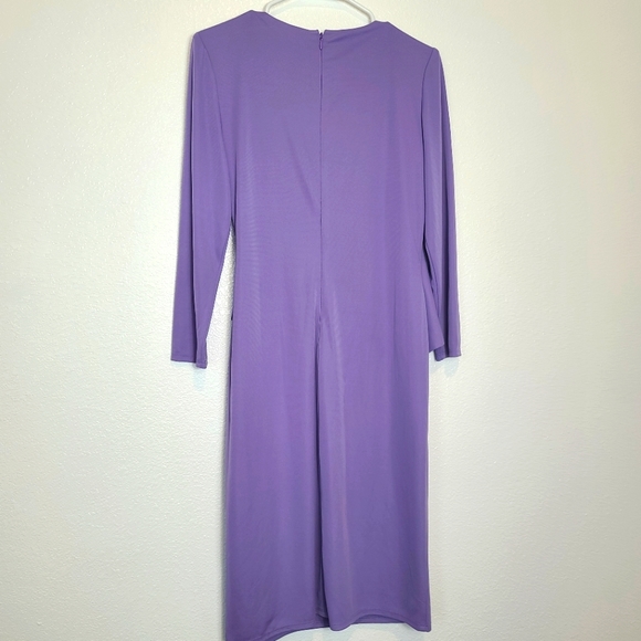 Lauren Ralph Lauren Stretch 3/4 Sleeves Crewneck Formal Wisteria Dress - Picture 13 of 13